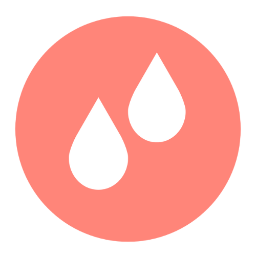 4 emojis de goutte de sang dont deux rouge, représentant une absorption régulière.