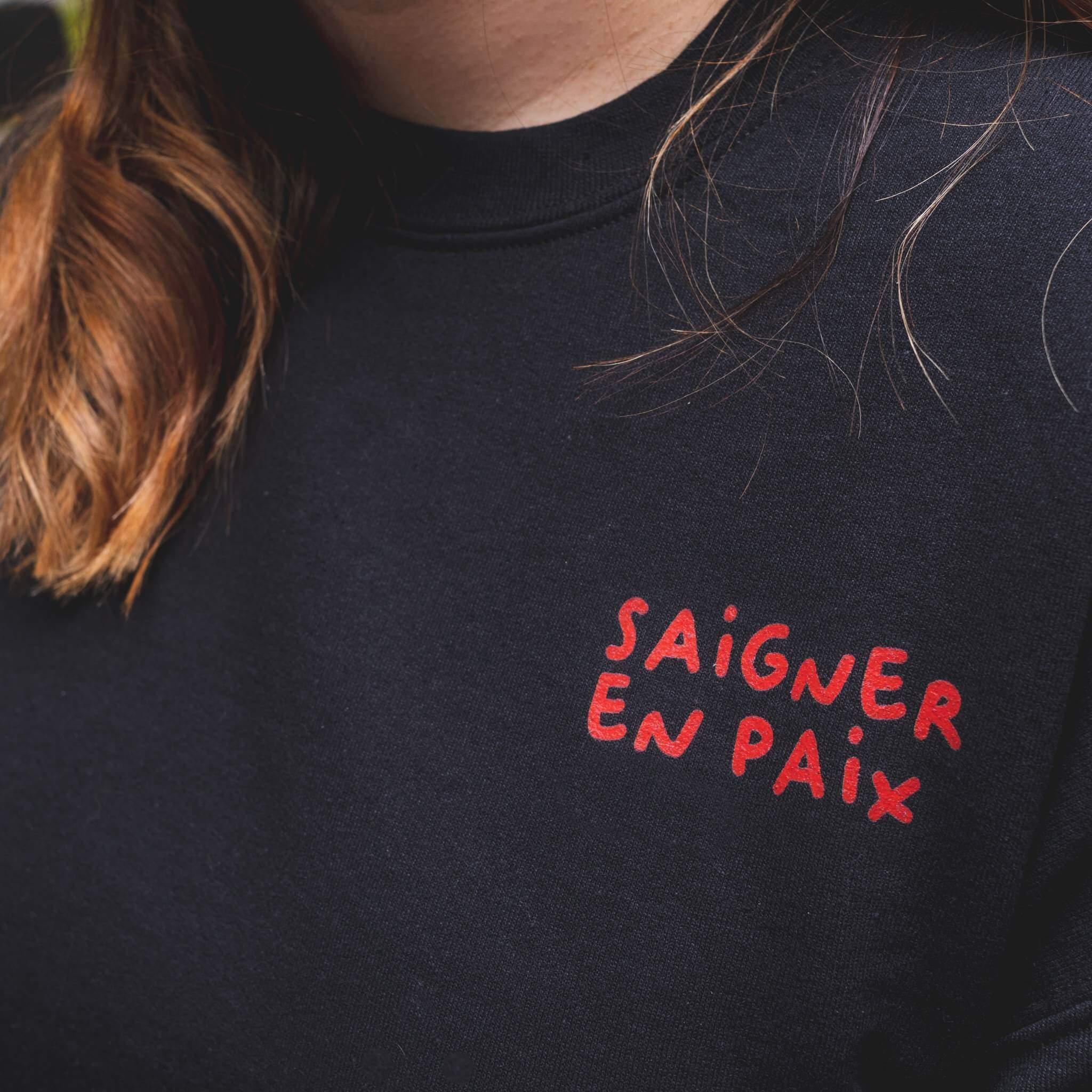 Crewneck NOIR Saigner en Paix - tagrandmereapprouve