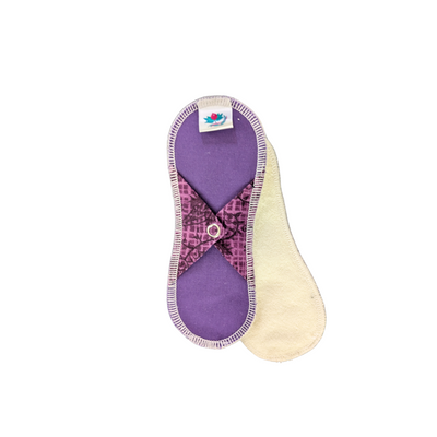 Petites serviettes hygiéniques lavables en coton bio pour ado Mauve