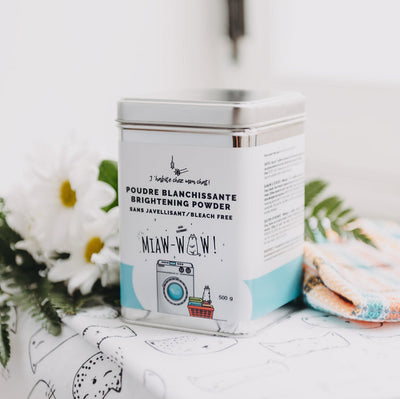 Poudre blanchissante pour serviettes hygiéniques lavables et culottes menstruelles 