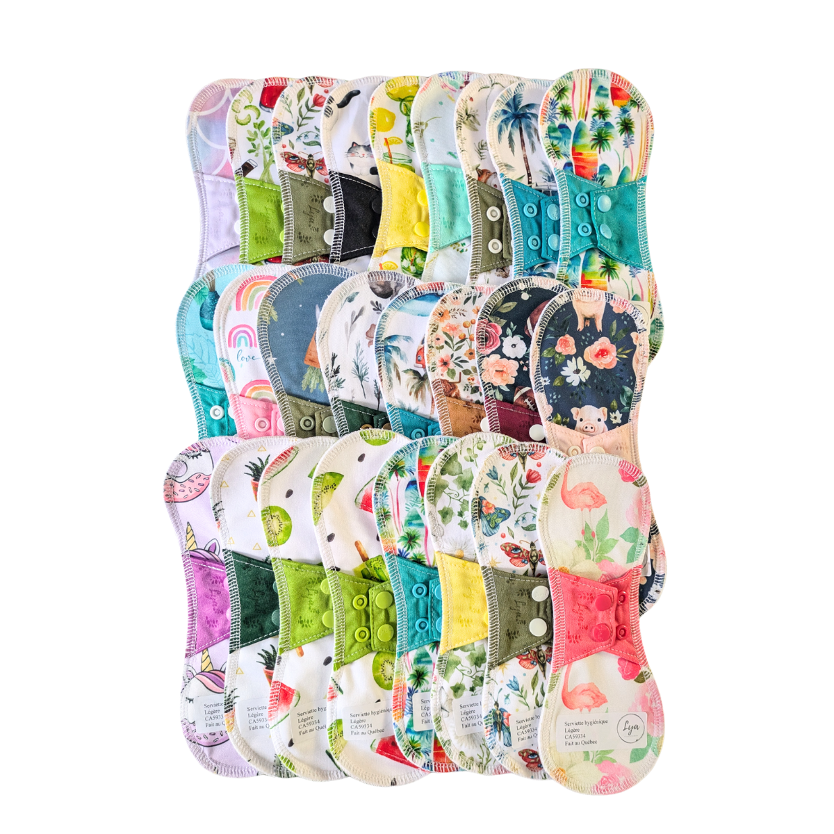 Serviette hygiénique lavable en AWJ effet au sec légère tissu blanc 