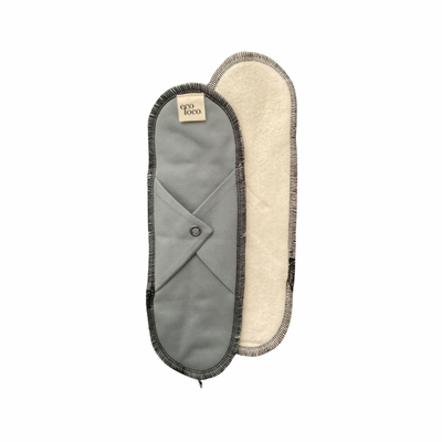 Serviette hygiénique lavable en coton biologique eco loco grise régulière 